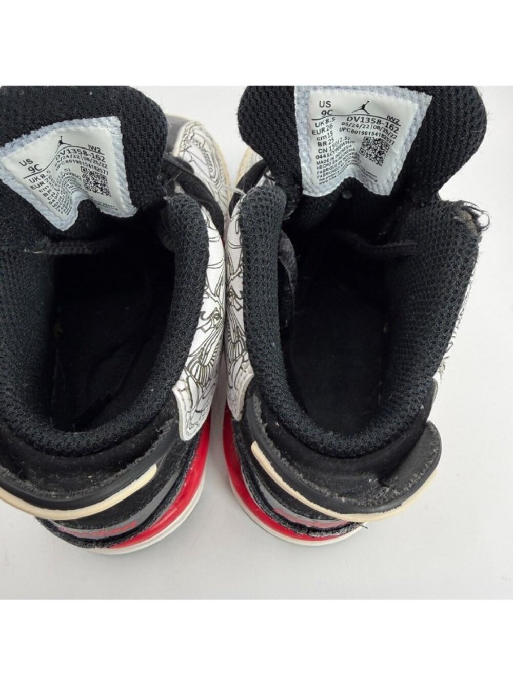 Nike Air Jordan Dub Zero Retro Shoes Kids Size 9C Black Red DV1358-162 - Picture 7 of 10